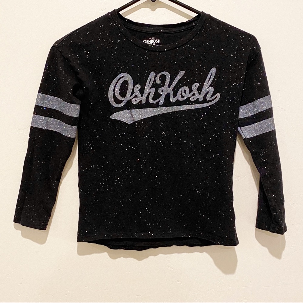 Osh Kosh Glitter Black Varsity Long Sleeve T-Shirt